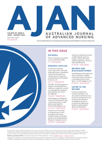 AJAN = Australian Journal Of Advanced Nursing June - August 2022 Volume 39 Issue 3