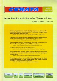 Cerata : Jurnal Ilmu Farmasi (Journal of Pharmacy Science) Volume 7 Nomor 1 Juli 2016