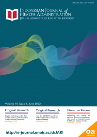 Indonesian Journal of Health Administration = Jurnal Administrasi Kesehatan Indonesia Volume 10 Issue 1, June 2022