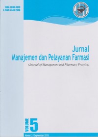 Jurnal Manajemen dan Pelayanan Farmasi Vol.5 No.3 September 2015
