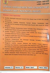 Jurnal Manajemen dan Administrasi Rumah Sakit Indonesia (MARSI) Volume 7 No 2 2023