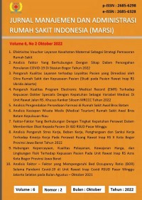 Jurnal Manajemen dan Administrasi Rumah Sakit Indonesia (MARSI) Volume 6 No 2 2022