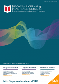 Indonesian Journal of Health Administration = Jurnal Administrasi Kesehatan Indonesia Volume 11 Issue 2, December 2023