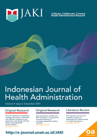 Indonesian Journal of Health Administration = Jurnal Administrasi Kesehatan Indonesia Volume 9 Issue 2, December 2021