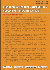 Jurnal Manajemen dan Administrasi Rumah Sakit Indonesia (MARSI) Volume 7 No 4 2023